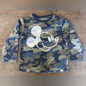 Baby Gap Disney Boys Mickey Mouse Long Sleeved Camo Tee Size 3